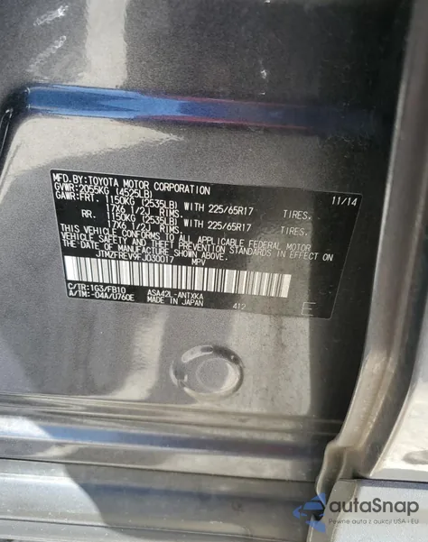 2015 Toyota Rav4 Le from USA, damaged, VIN JTMZFREV9FJ030017